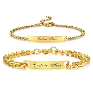 Couples Engraved Bracelet Set