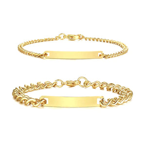 Couples Engraved Bracelet Set -  Silver on white background