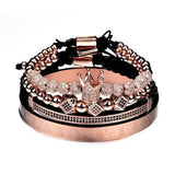 Luxury Bracelet Set With Crown - Rose