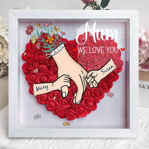 Custom Mom Grandma Hand Holding Flower Shadow Box