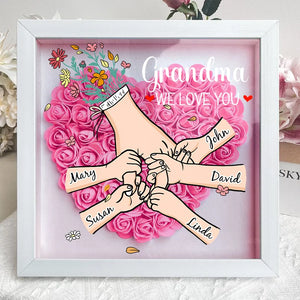 Custom Mom Grandma Hand Holding Flower Shadow Box