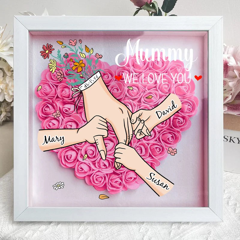 Custom Mom Grandma Hand Holding Flower Shadow Box