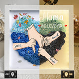 Custom Mom Grandma Hand Holding Flower Shadow Box