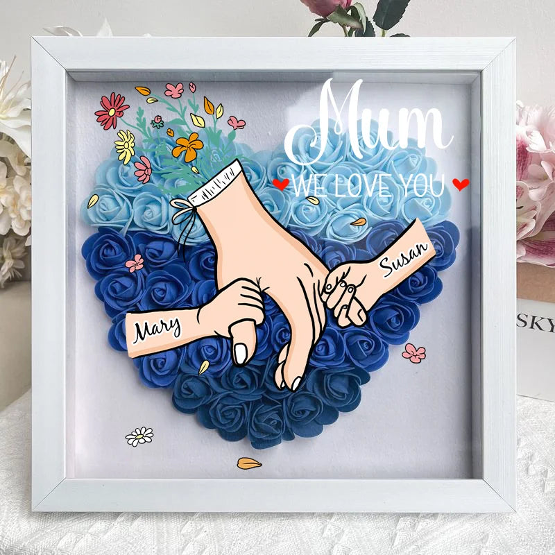 Custom Mom Grandma Hand Holding Flower Shadow Box