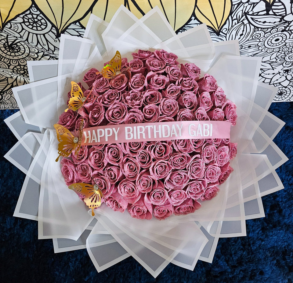 💕Glittering Everlasting Rose Bouquet – Gift for Anniversaries & Milestones