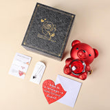 Preserved Rose Bear Box With Engraved Necklace [NEW]