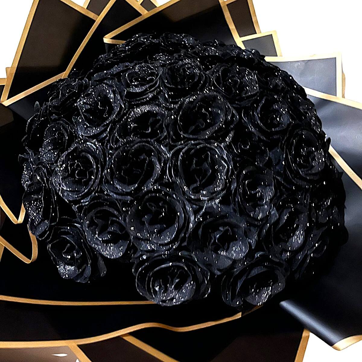Black Glitter Roses Bouquet - Madeofrose