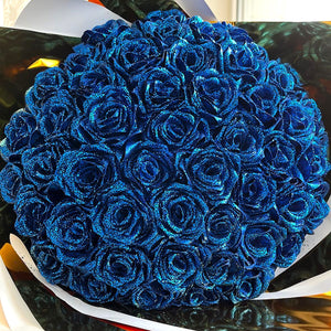 Glitter Rose Bouquet -  Blue-99-Premium