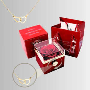 Eternal Preserved Rotating Rose Box With Engraved Necklace