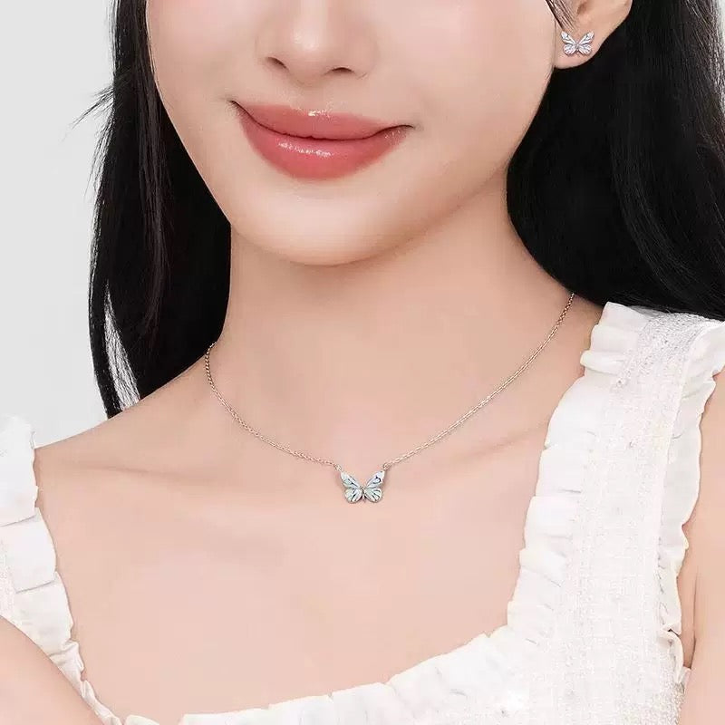 Luminous Dream Blue Butterfly Necklace