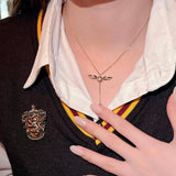 Golden Winged Sparkle Lariat Necklace