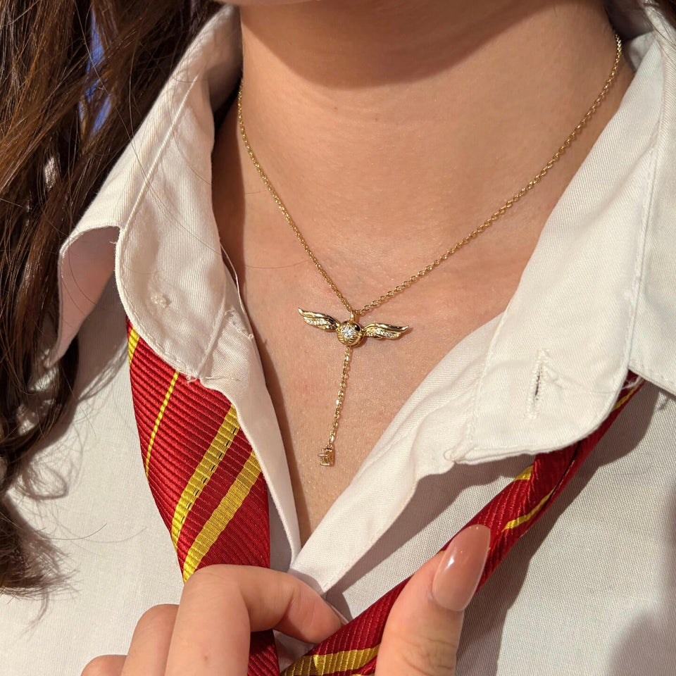 Golden Winged Sparkle Lariat Necklace