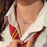 Golden Winged Sparkle Lariat Necklace