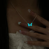 Luminous Dream Blue Butterfly Necklace