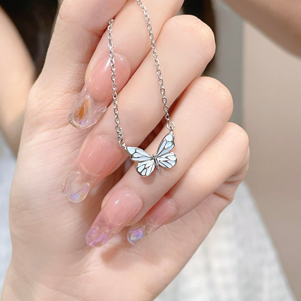 Luminous Dream Blue Butterfly Necklace