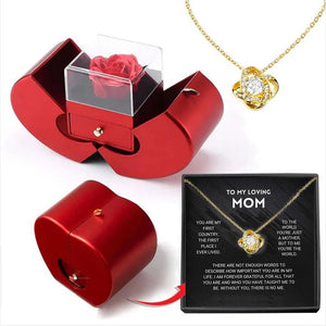 Mother's Day 3 in 1 Preserved Eternal Rose Jewelry Box With Necklace