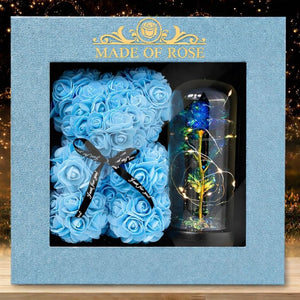 Valentine's Day Gift Bundle Galaxy Rose + Rose Bear Blue [NEW]