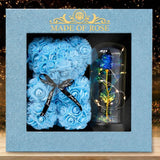 Valentine's Day Gift Bundle Galaxy Rose + Rose Bear Blue [NEW]