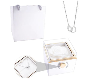 V-Day Eternal Preserved Rotating Rose Box With Engraved Necklace
