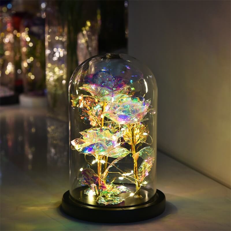 Exclusive Triple LED Crystal Rose In Glass Dome – Madeofrose