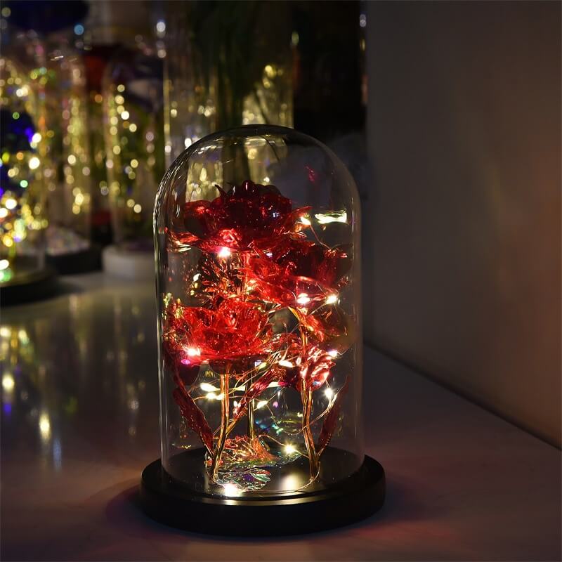 Exclusive Triple LED Crystal Rose In Glass Dome – Madeofrose