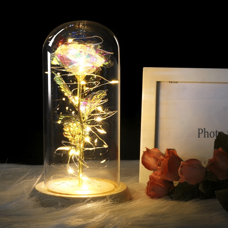 LED Rose in Glass - Enchanting Floral Display in Dome – Madeofrose
