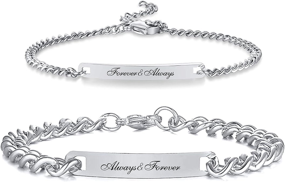 Couples Engraved Bracelet Set