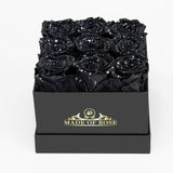 Preserved Black Sparkling Roses Box Madeofrose