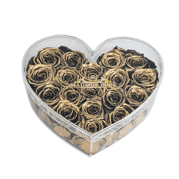 Real Preserved Golden Roses in Acrylic Box – Madeofrose