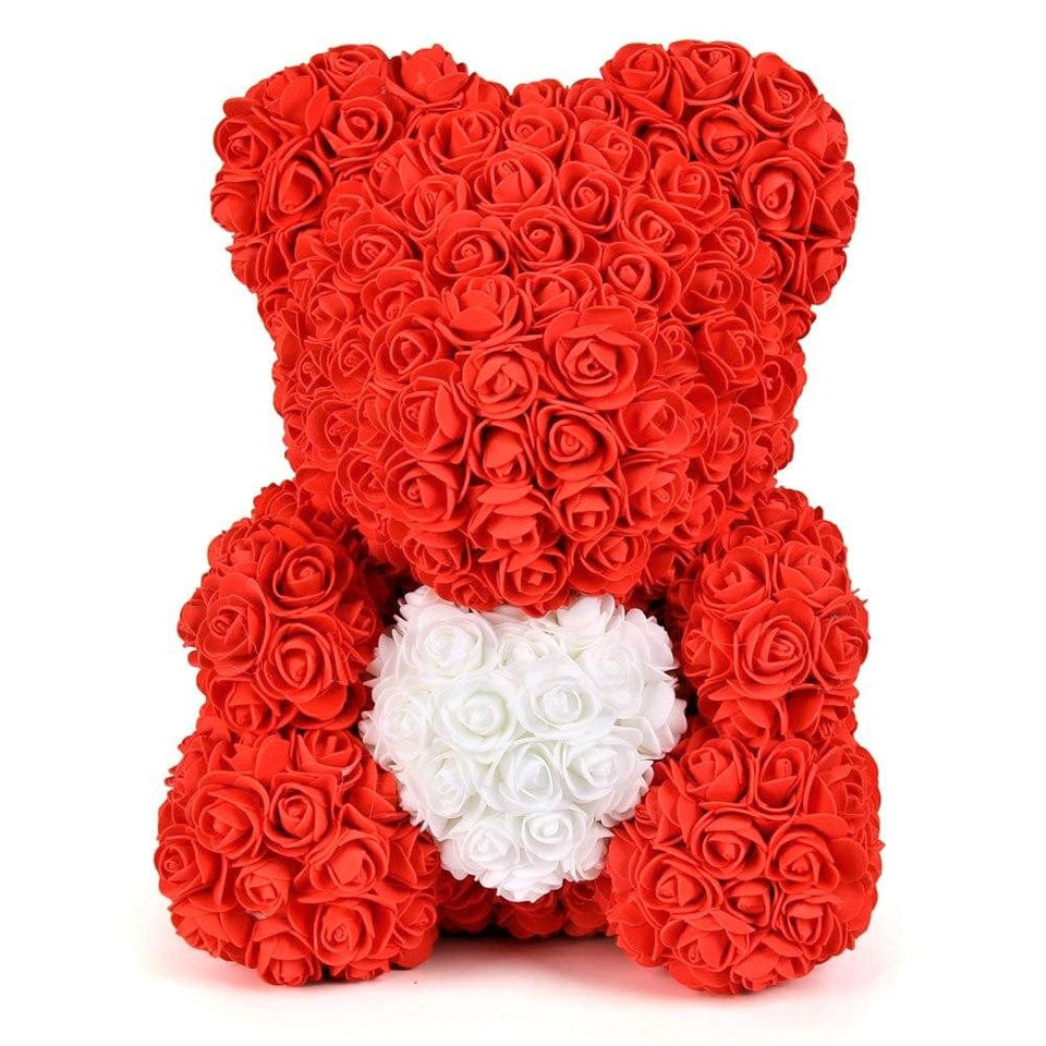 LUXURY HEART WHITE ROSE TEDDY BEAR – Bear of Roses Official Store –  Worldwide Very Fast Shipping