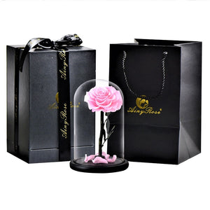 Preserved Natural Rose In Glass Dome + Gift Box