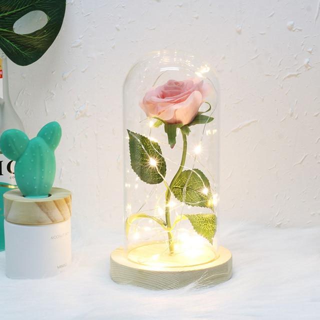 LED Rose in Glass - Enchanting Floral Display in Dome – Madeofrose
