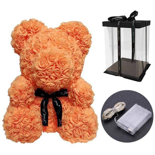 Luxury Rose Bear With LED Gift Box, Handmade Flower Bears - Madeofrose Luxury Rose Bear With LED Gift Box, Handmade Flower Bears - Madeofrose