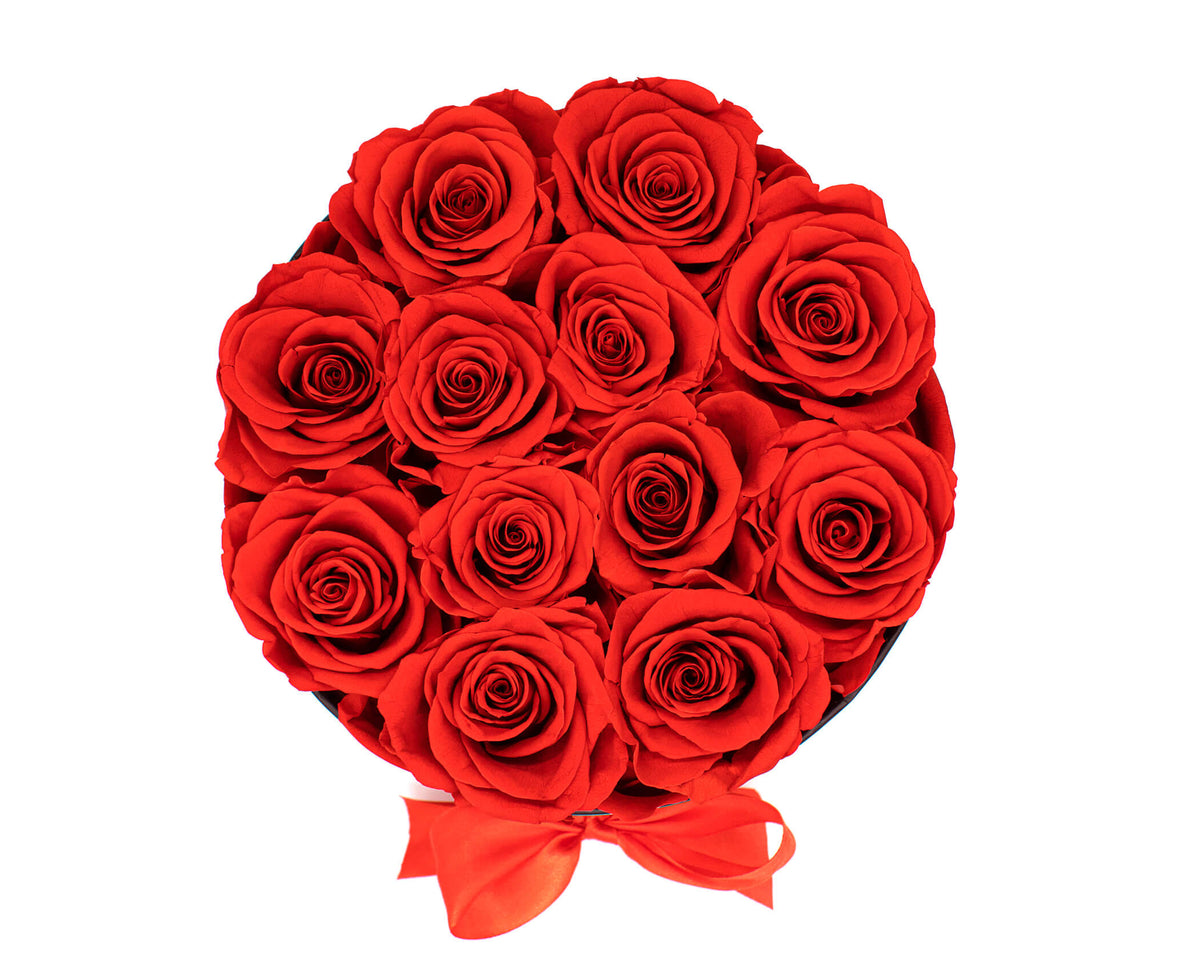 Madeofrose Round Red Roses Box 12 - Madeofrose